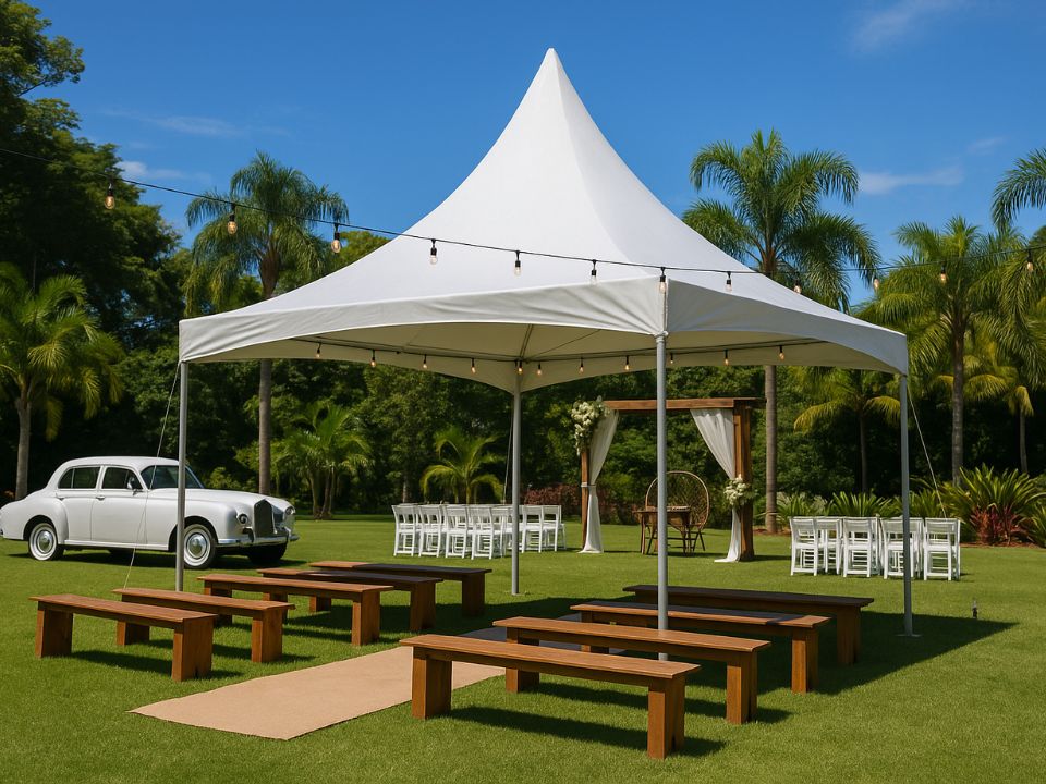 Tenda Chapéu de Bruxa em Aço Galvanizado Canaã Tendas Goiânia